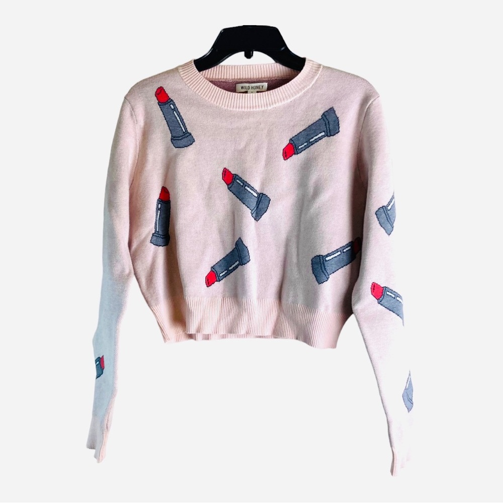 Wild Honey Pink Sweater With Lipstick Size S‎